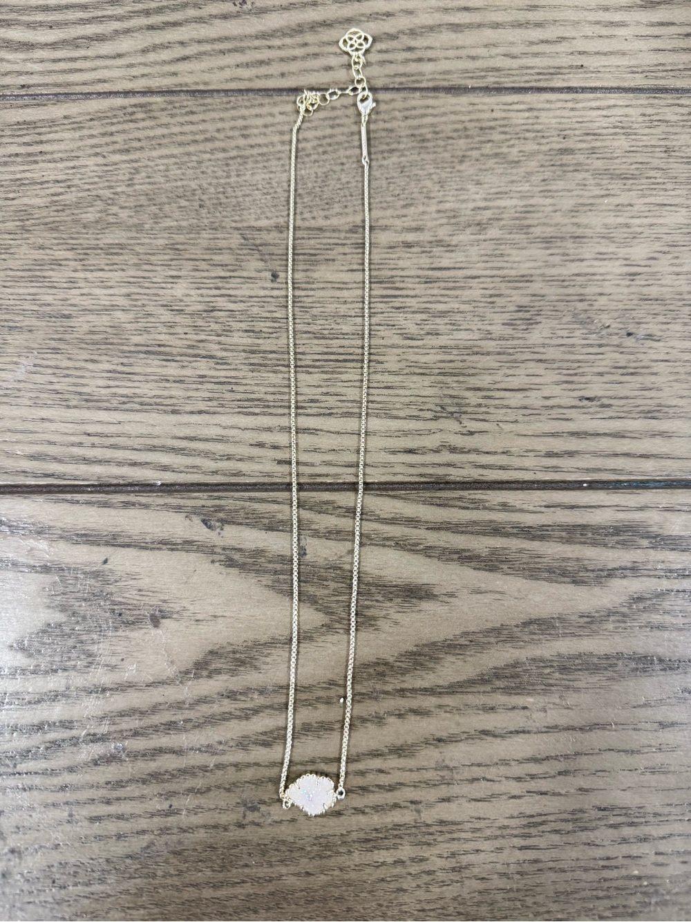 Kendra Scott Gold Necklace with White drusy Pendant